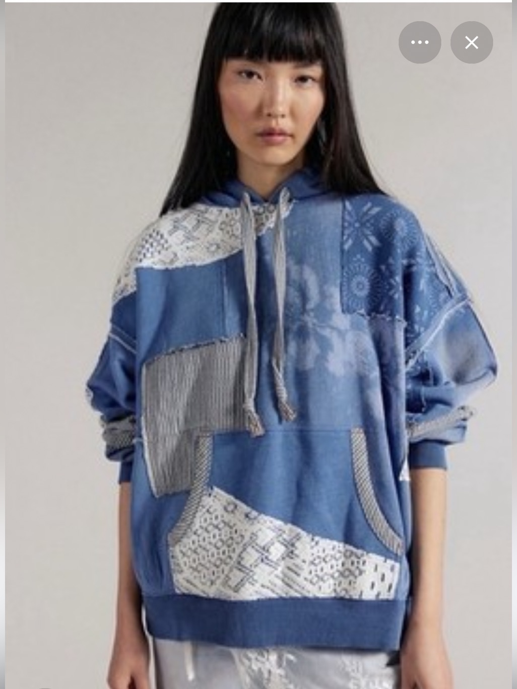 We The Free Tattered Indigo Patchwork Pullover Hoodie
